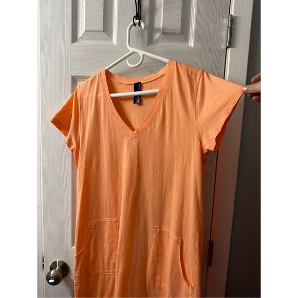 Bobi Women's V-Neck Cap Sleeve Pockets Pullover Tee Dress Size M - Picture 3 of 6
